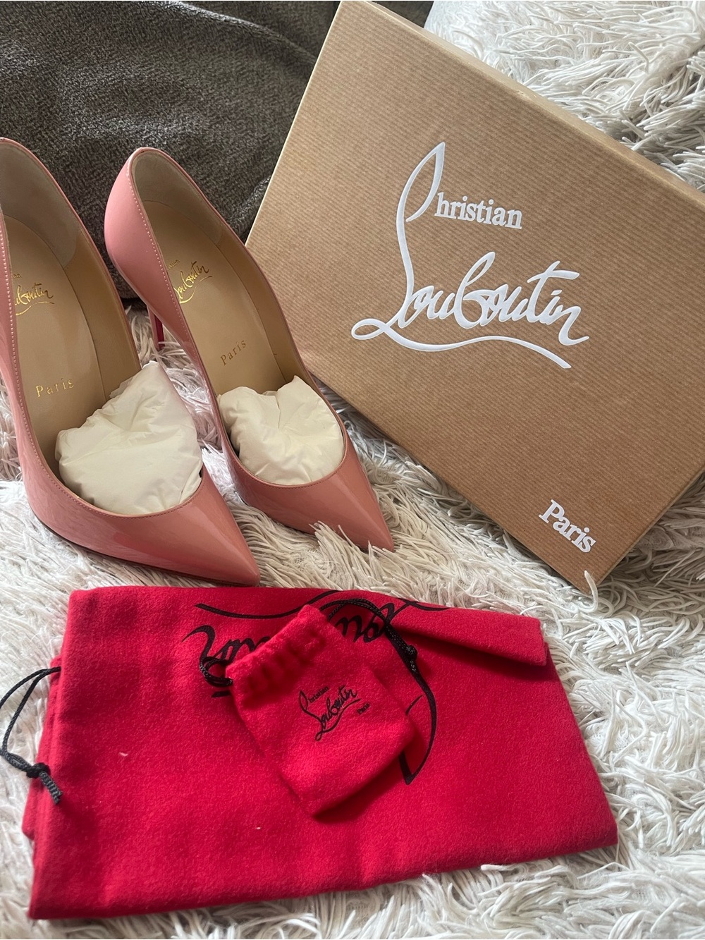Christian Louboutin Pink Patent Leather Pointed-Toe Pumps